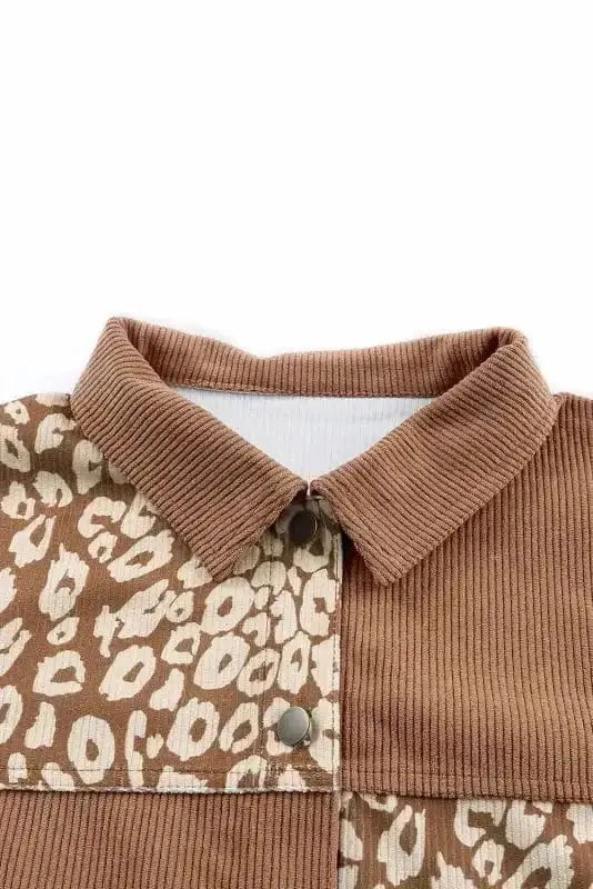 Brown Leopard Print Corduroy Jacket Women UK