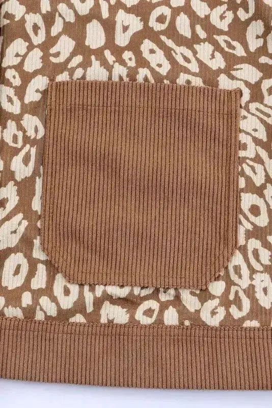 Brown Leopard Print Corduroy Jacket Women UK