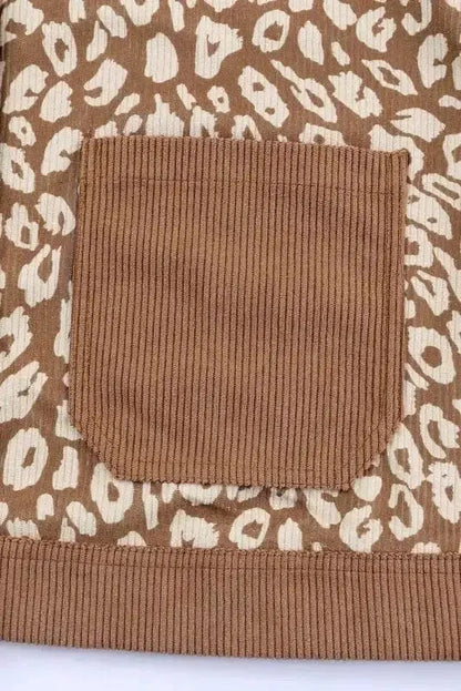 Brown Leopard Print Corduroy Jacket Women UK