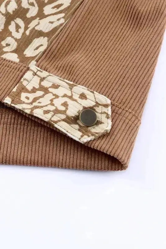 Brown Leopard Print Corduroy Jacket Women UK