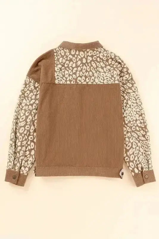 Brown Leopard Print Corduroy Jacket Women UK