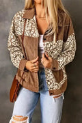 Brown Leopard Print Corduroy Jacket Women UK