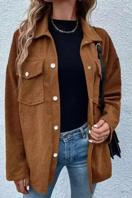 Brown Textured Shacket Women UK
