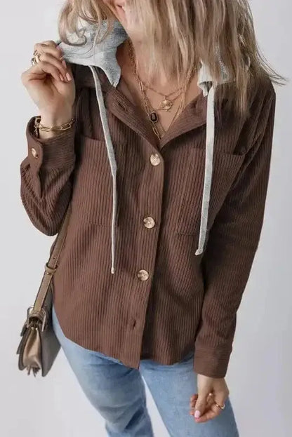 Hooded Corduroy Shacket Women UK