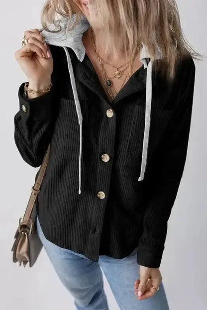 Hooded Corduroy Shacket Women UK