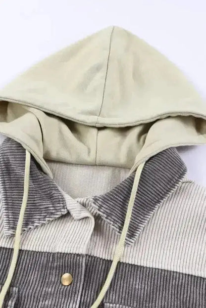 Color Block Hooded Corduroy Jacket Women UK
