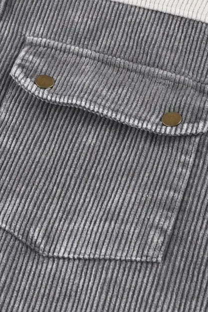 Color Block Hooded Corduroy Jacket Women UK