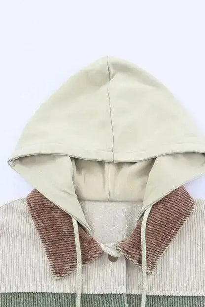 Color Block Hooded Corduroy Jacket Women UK
