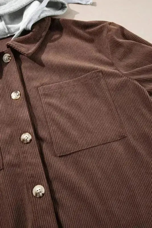 Hooded Corduroy Shacket Women UK
