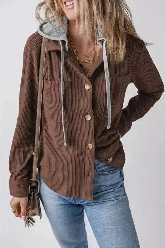Hooded Corduroy Shacket Women UK
