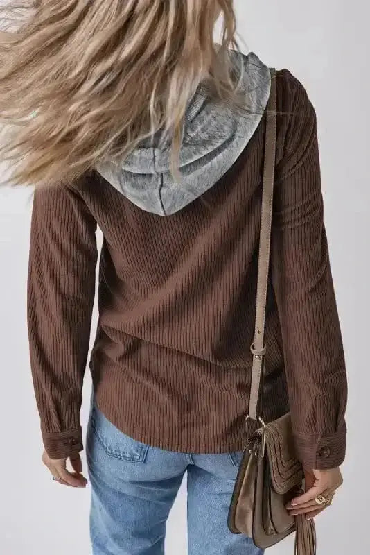 Hooded Corduroy Shacket Women UK