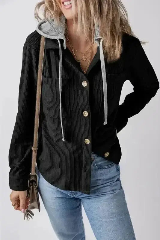 Hooded Corduroy Shacket Women UK