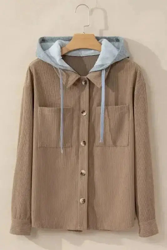 Hooded Corduroy Shacket Women UK