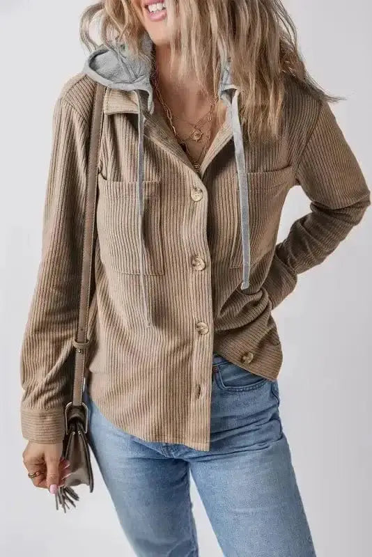 Hooded Corduroy Shacket Women UK
