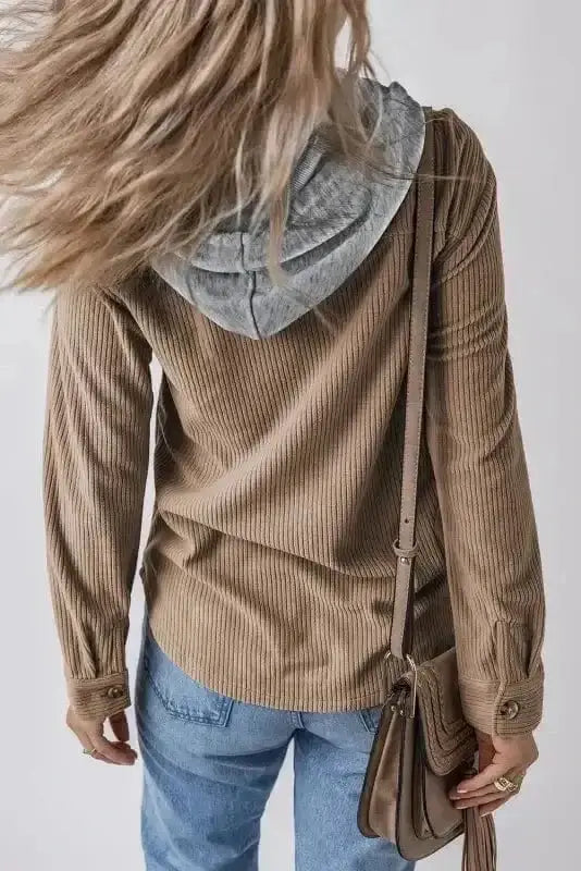 Hooded Corduroy Shacket Women UK