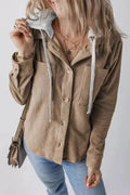 Hooded Corduroy Shacket Women UK