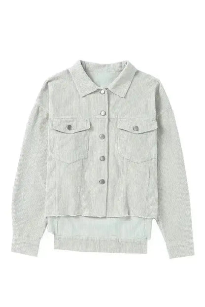 Sky Blue Raw Hem Cropped Corduroy Jacket Women UK