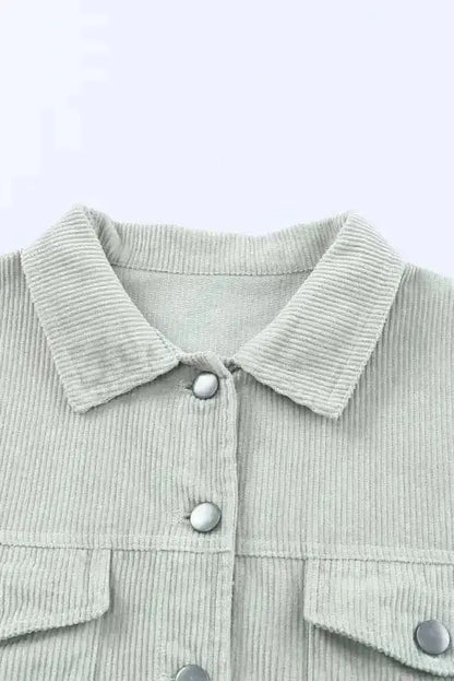 Sky Blue Raw Hem Cropped Corduroy Jacket Women UK