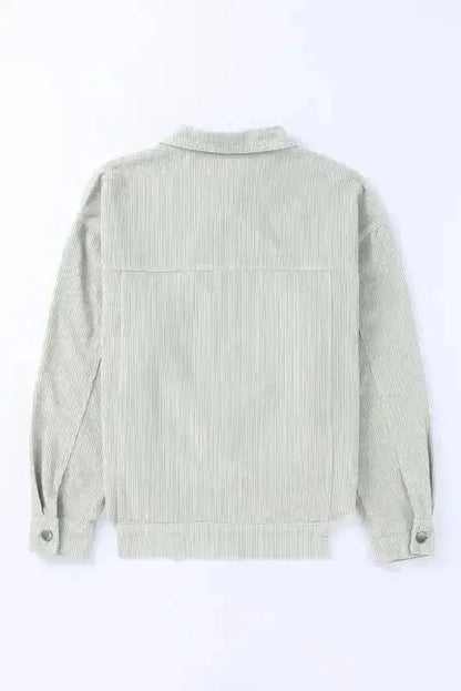 Sky Blue Raw Hem Cropped Corduroy Jacket Women UK