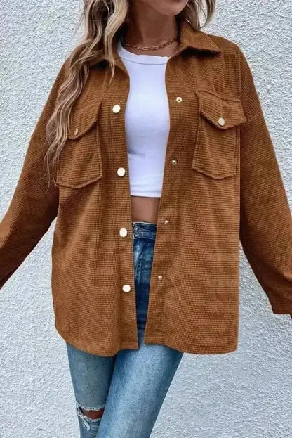 Brown Textured Shacket Women UK
