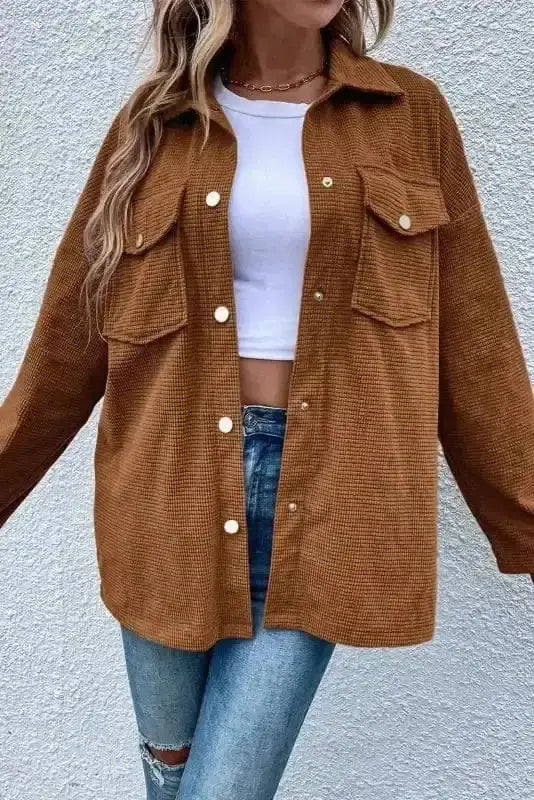 Brown Textured Shacket Women UK