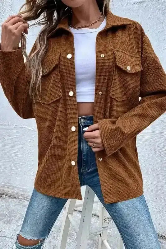 Brown Textured Shacket Women UK