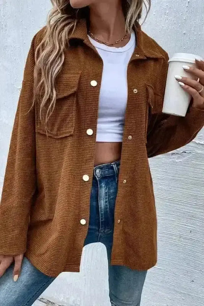 Brown Textured Shacket Women UK