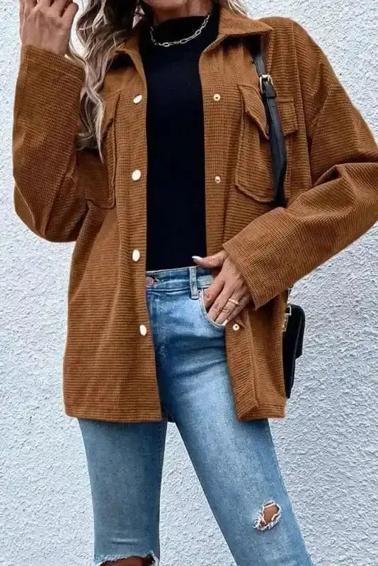 Brown Textured Shacket Women UK