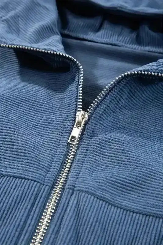 Teal Hooded Corduroy Jacket Women UK