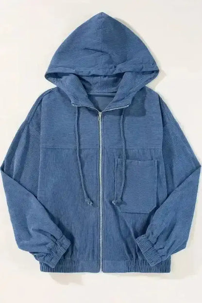 Teal Hooded Corduroy Jacket Women UK