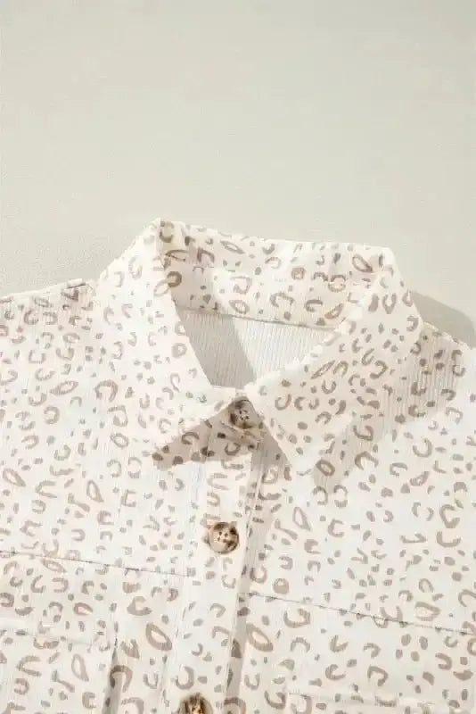Leopard Print Corduroy Shacket Women UK