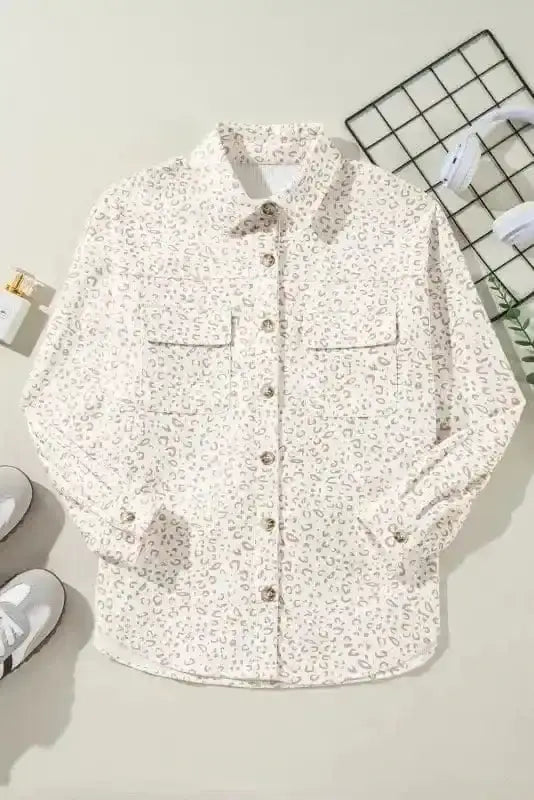 Leopard Print Corduroy Shacket Women UK