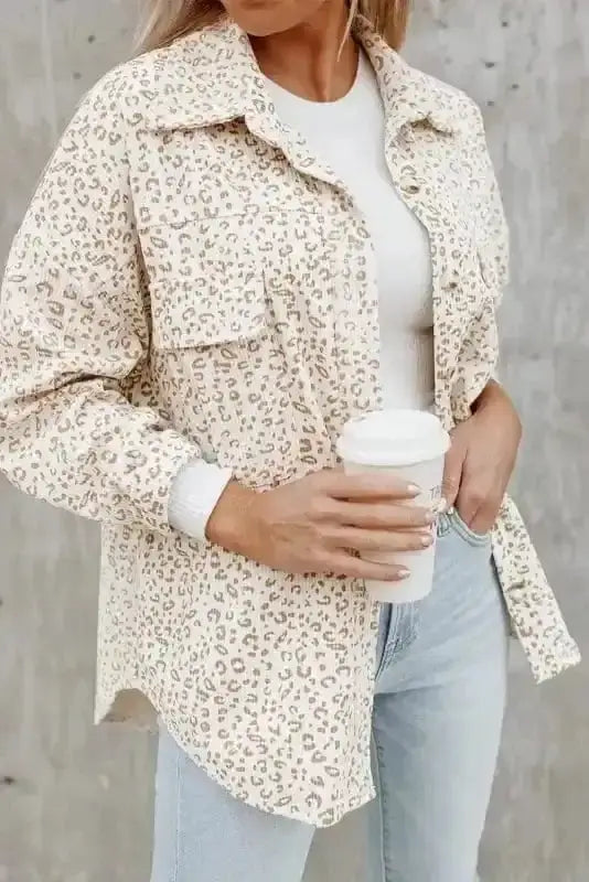 Leopard Print Corduroy Shacket Women UK
