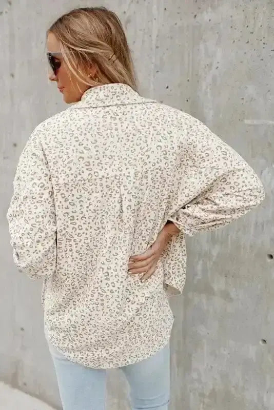 Leopard Print Corduroy Shacket Women UK