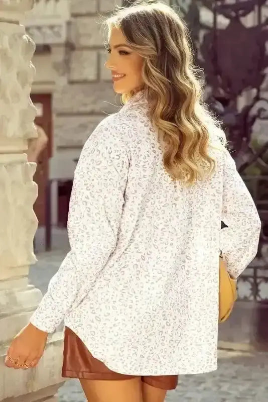 Leopard Print Corduroy Shacket Women UK