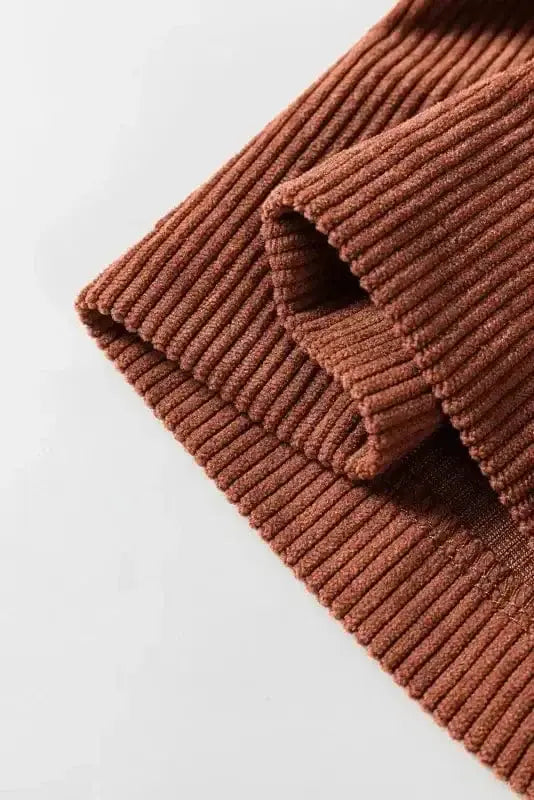 Corduroy High Waist Trousers with Patch Pockets