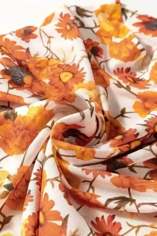 Floral Bell Sleeve Crop Top Women UK | Mock Neck Scallop