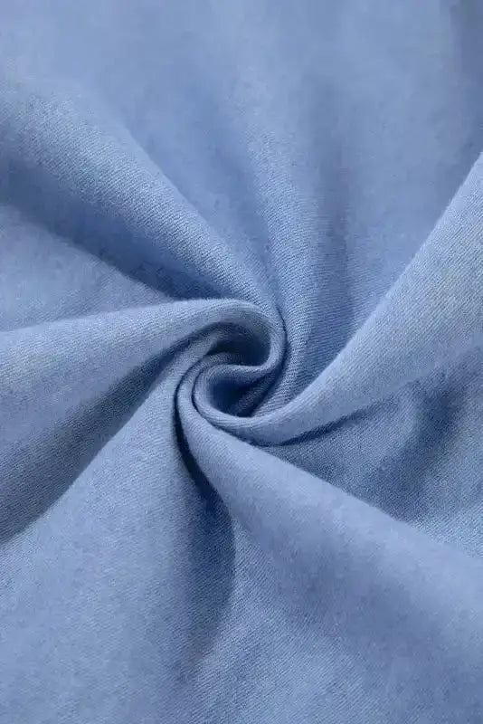 Chambray V-Neck Puff Sleeve Tiered Mini Dress Women UK