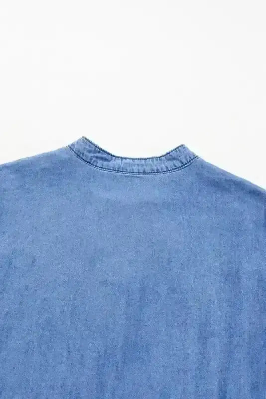 Sky Blue Denim Tiered Rick Rack Mini Dress Women UK | Chambray