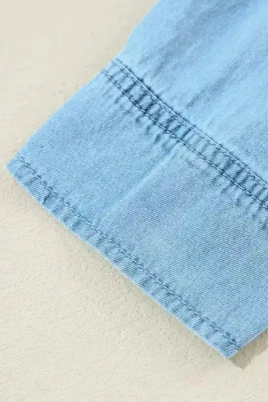 Washed Blue Denim Ruffle Shift Mini Dress Women UK | Casual