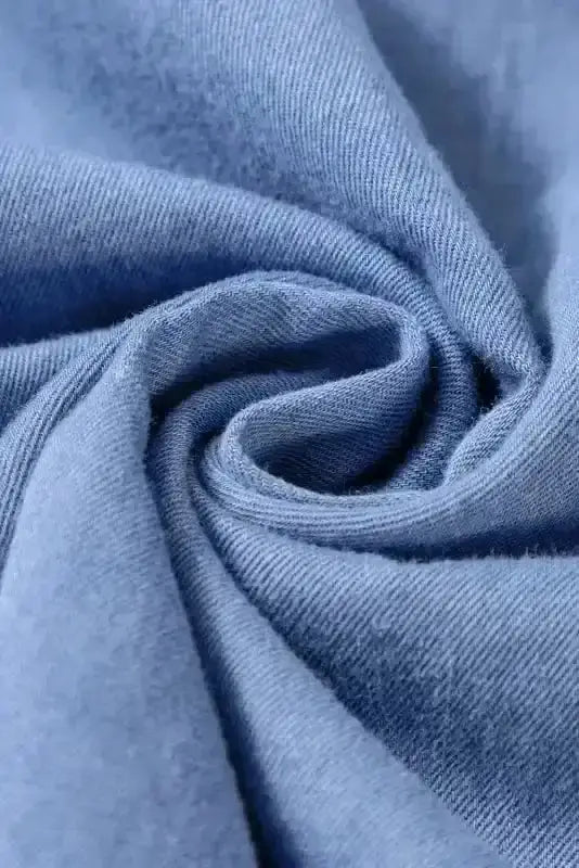 Blue Chambray V-Neck Cutout Maxi Dress Women UK