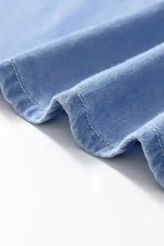 Blue Chambray V-Neck Cutout Maxi Dress Women UK