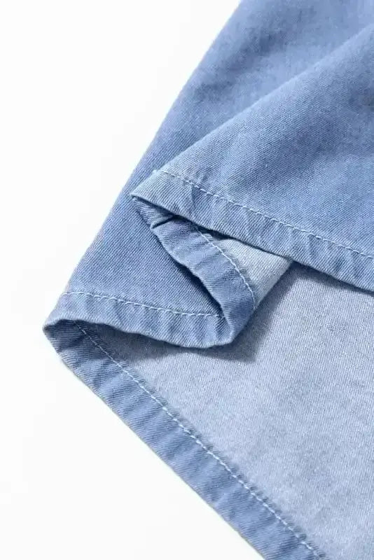 Blue Chambray V-Neck Cutout Maxi Dress Women UK