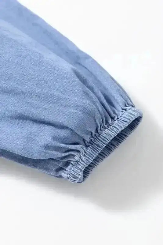 Blue Chambray V-Neck Cutout Maxi Dress Women UK