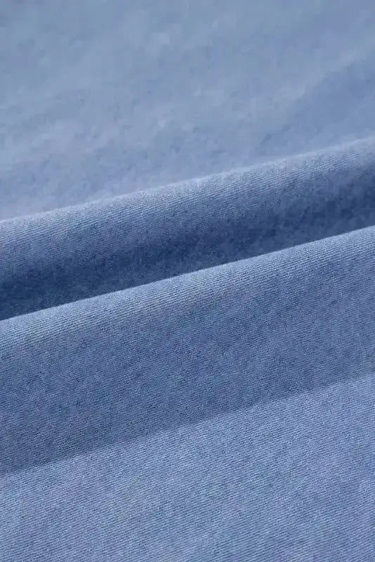 Blue Chambray V-Neck Cutout Maxi Dress Women UK