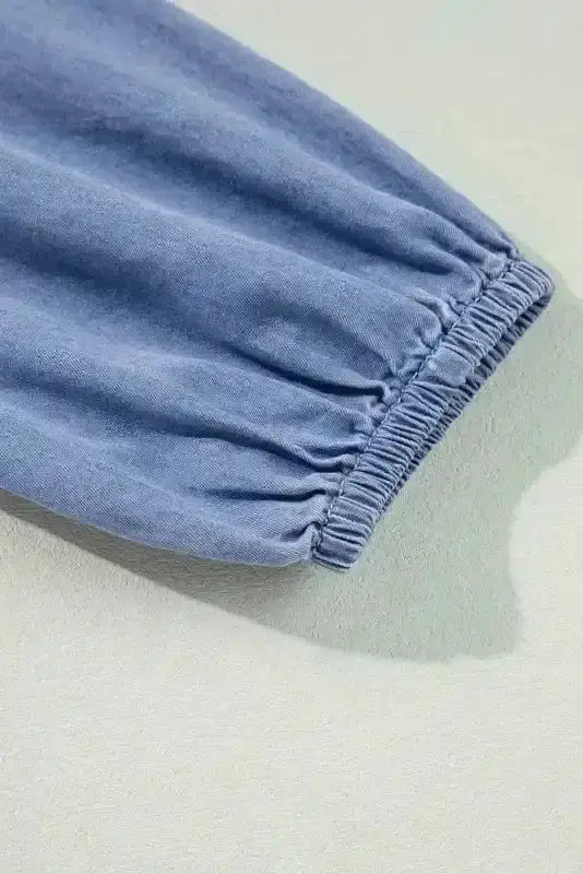 Blue Chambray V-Neck Cutout Maxi Dress Women UK