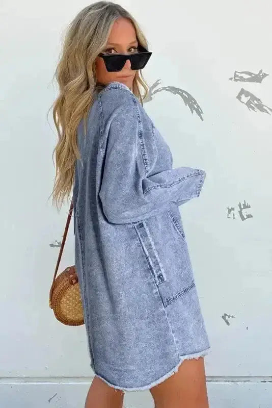 Sapphire Blue Denim Mini Dress Women UK | Casual Flattering