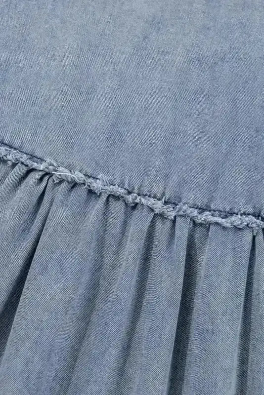 Blue Denim Puff Sleeve Mini Dress Women UK | Light Wash