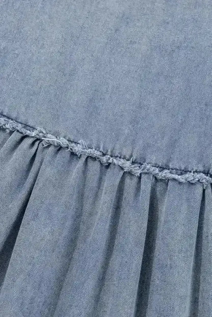 Blue Denim Puff Sleeve Mini Dress Women UK | Light Wash