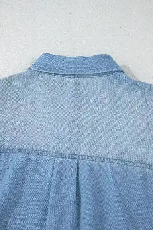 Denim Tunic Shift Mini Dress Women UK | Frayed Hem Casual